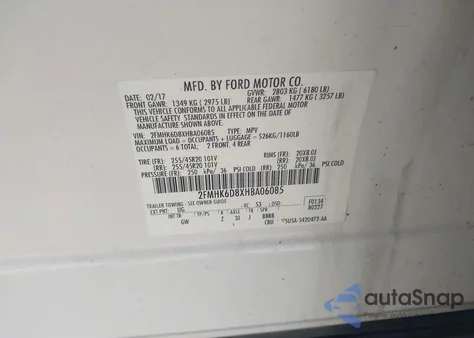 2017 Ford Flex Limited from USA, damaged, VIN 2FMHK6D8XHBA06085